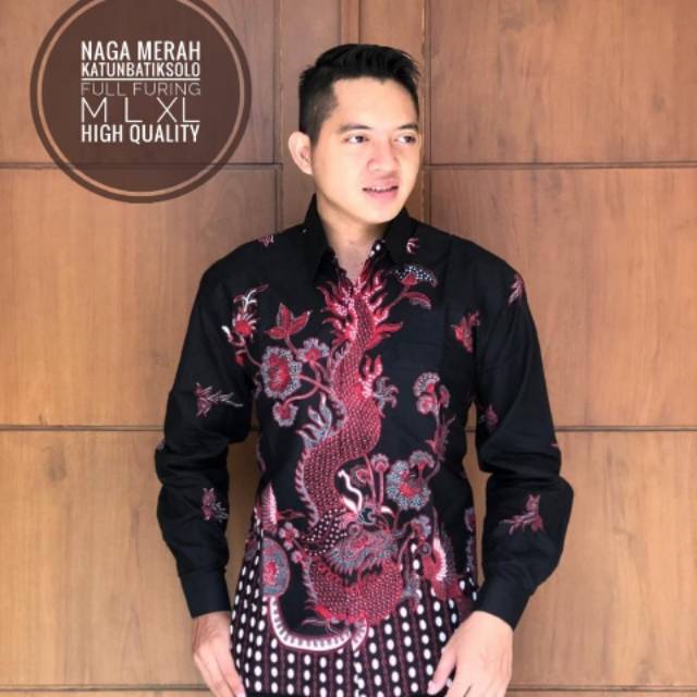 Kemeja proa batik Zein naga merah