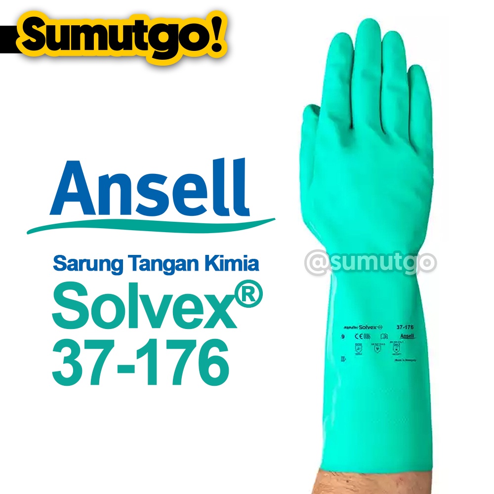 Ansell Alphatec Solvex 37 176 / Sarung Tangan Hijau Lab Kimia Karet Nitrile Glove / 37-176 Nitrile R