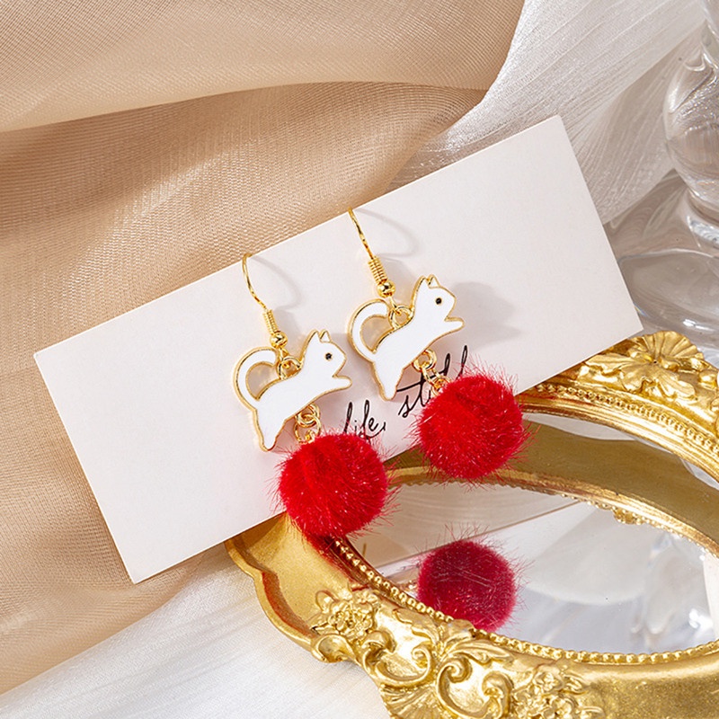 Anting Tusuk Gantung Wanita Desain Geometri Bulat Merah Hias Mutiarabunga Cherry Untuk Pernikahan