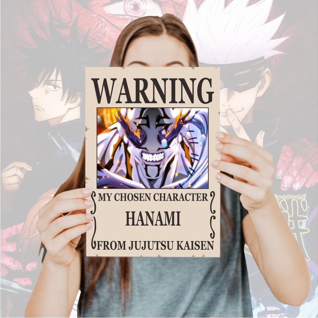 Poster Jujutsu Kaisen Warning Anime Itadori Yuji Fushiguro Megumi Gojo Satoru Sukuna- Size A4+-13 Hanami