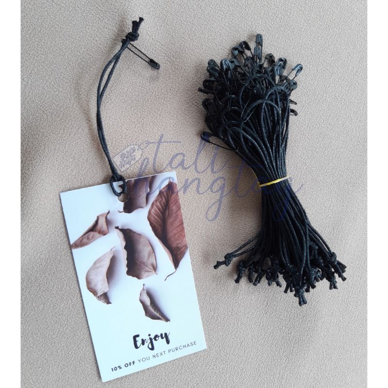 

Tali hangtag kulit HITAM + peniti HITAM (50pcs / 100pcs)