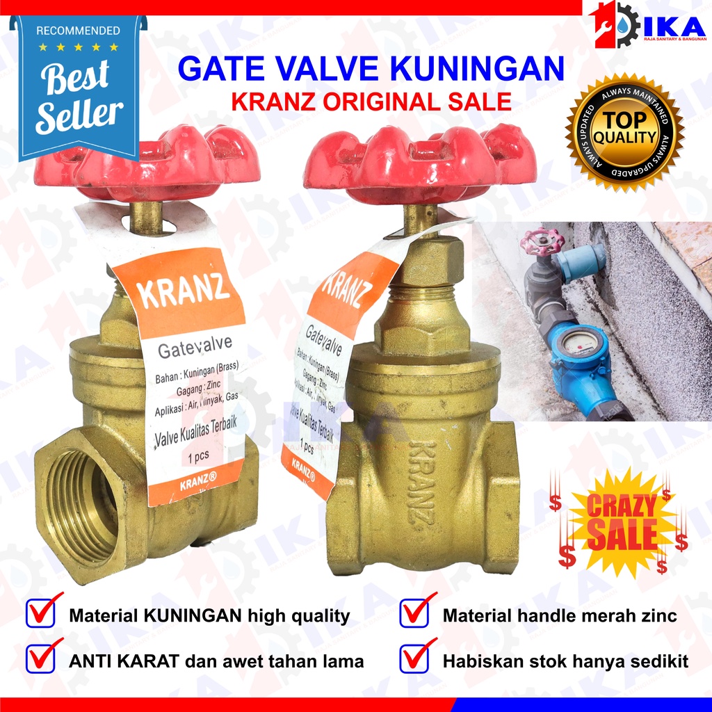 CRAZY SALE | KUNINGAN GATE VALVE 1 inch Drat Stop Kran KRANZ / STOPKRAN Ball Valve Kuningan