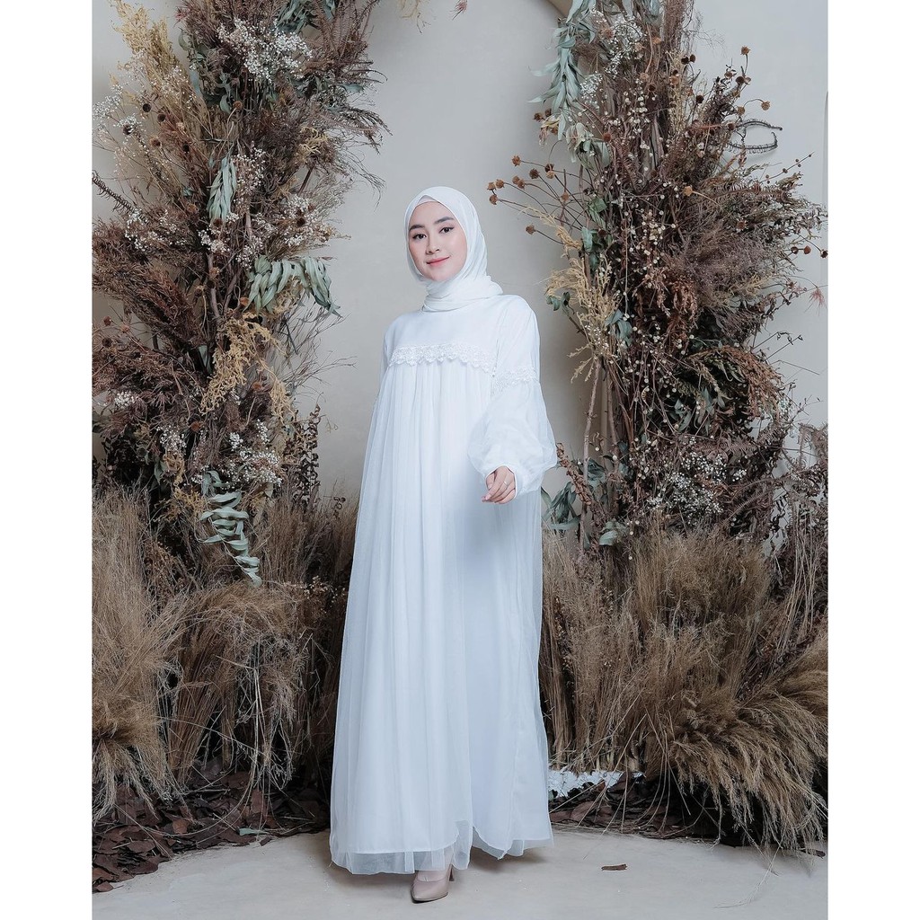 GAMIS PESTA/ ZOIA DRESS ( WHITE )/ DRESS TILE