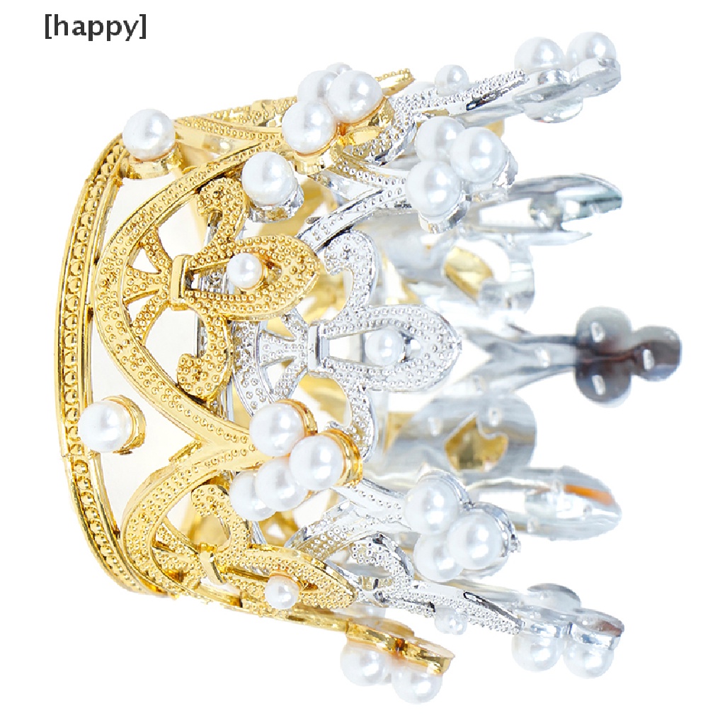 Ha 1pc Mahkota / Tiara Mini Hias Kristal Mutiara Untuk Aksesoris Rambut Anak Perempuan