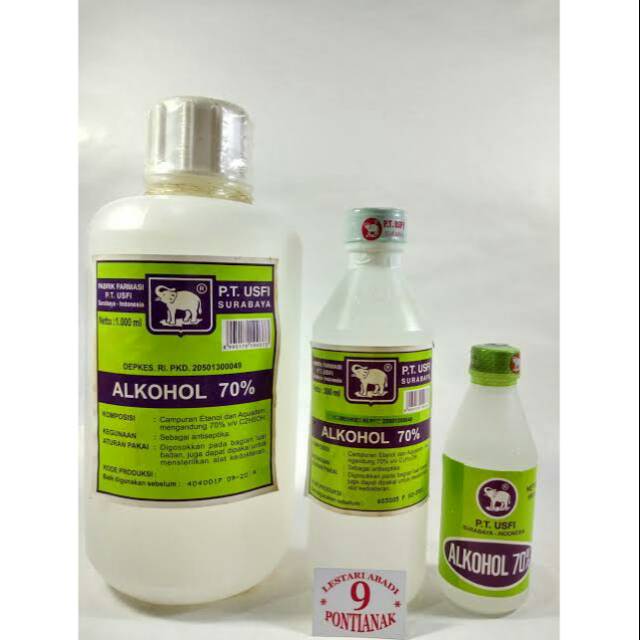 Alkohol 70% 1 liter PT USFI Cap Gajah Murah