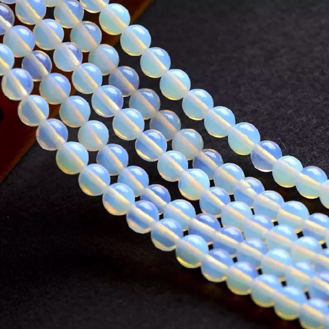 Moonstone opalite agate 8mm ready stok glow bahan gelang kalung murah