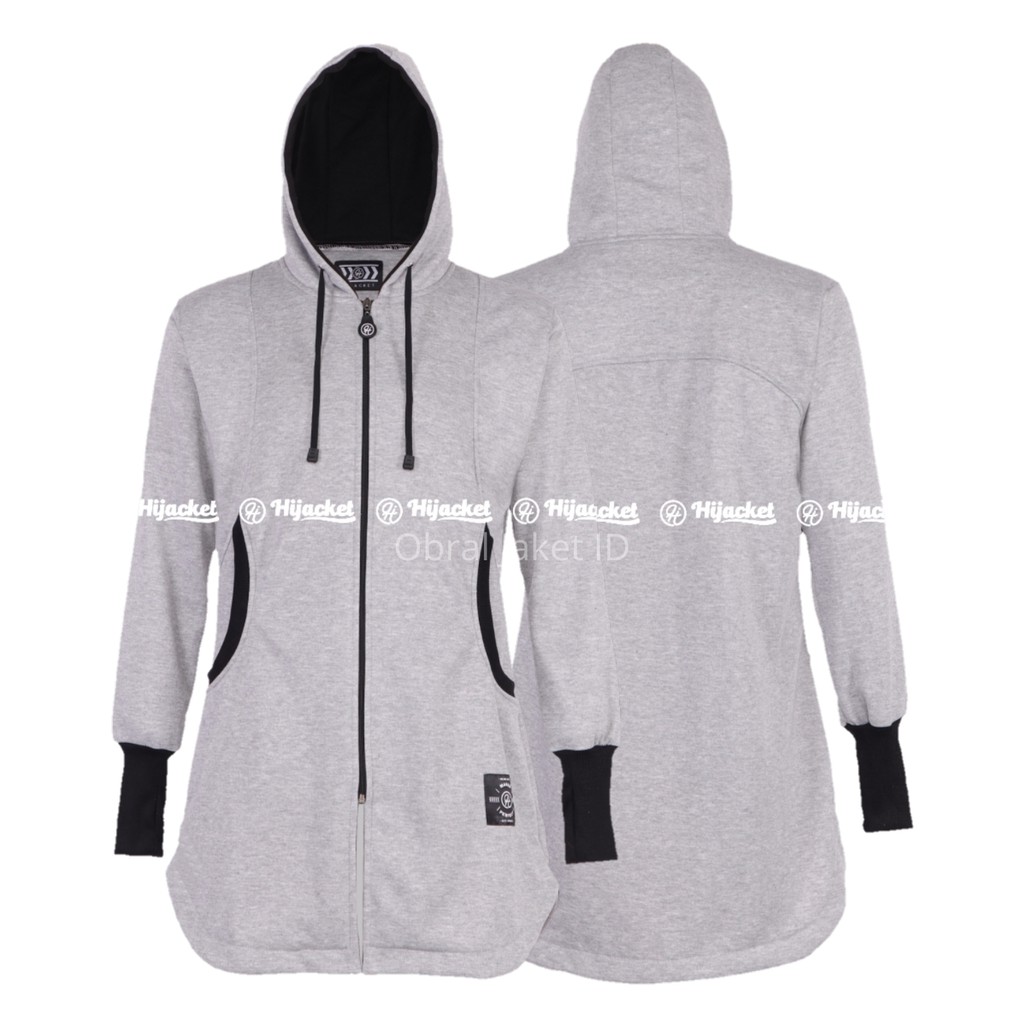 Hijacket Elektra Original Bandung | Jaket Hoodie Wanita Size L XL XXL Garansi 100%-GREY