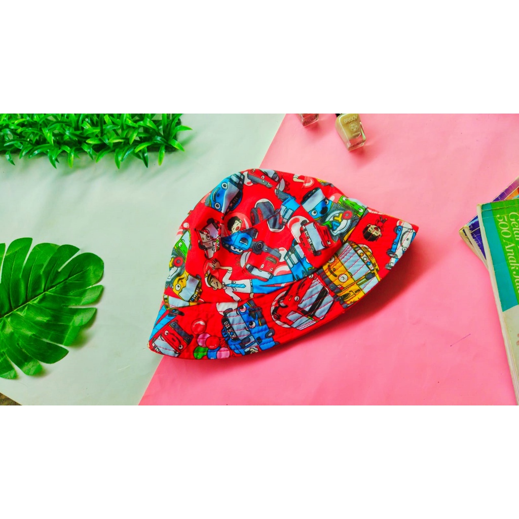 Topi Bucket Anak Perempuan Dan Anak Cowok Karakter Hat / Topi Backet Karakter Bocah Motif Lucu / Tud