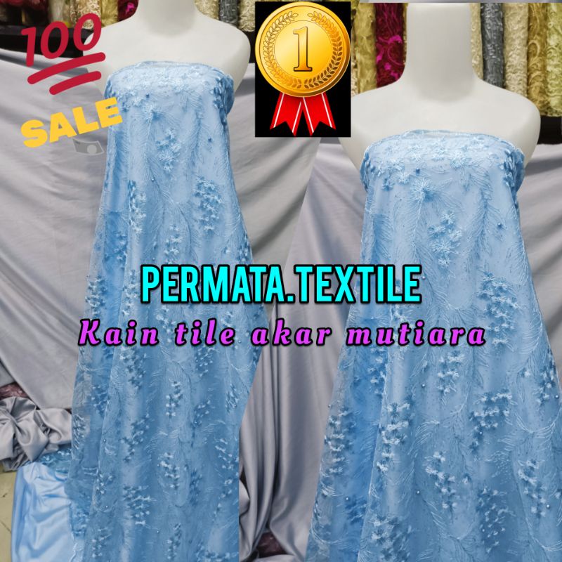 PROMO TERMURAH KAIN TILE AKAR MUTIARA/TULLE BROKAT/Bahan kebaya (bunga).