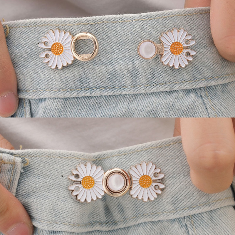 Alat Jahit Kancing Logam Dapat Ditarik Disesuaikan Motif Bunga Aster Untuk Celana Jeans
