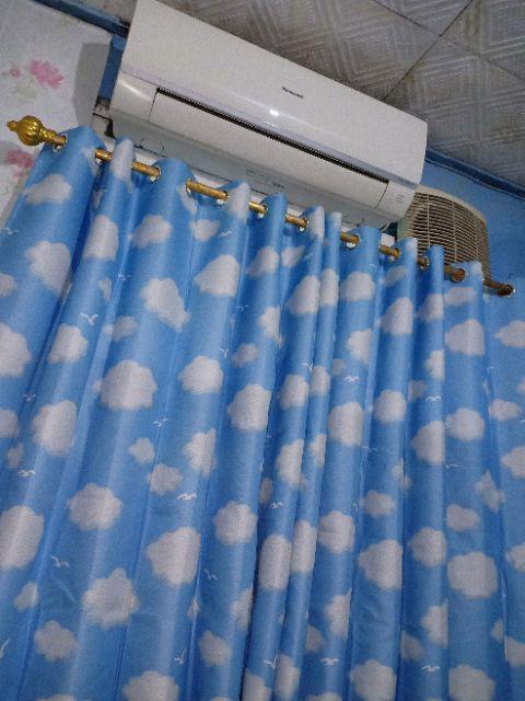 Gorden Blackout Blazer Awan Biru Ukuran 100×200 Pintu Jendela Smokring Silper