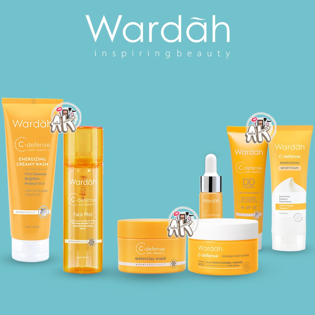 WARDAH C-DEFENCE CREAMY WASH/ FACE MIST/ WATERCLAY MASK/ SERUM/ DD CREAM/WHIP FOAM/MOIST