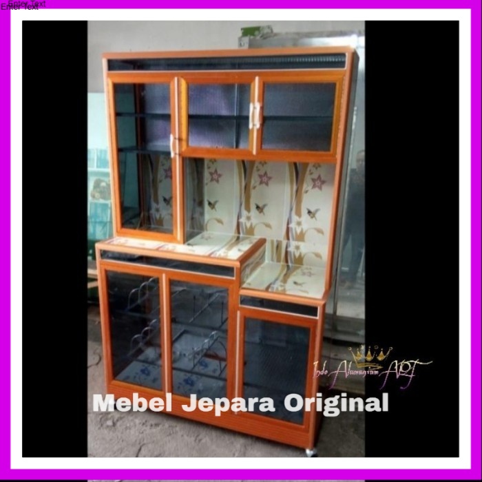 Rak Dapur Minimalis Aluminium Kaca / Rak Piring Serbaguna Pintu 5 Murah
