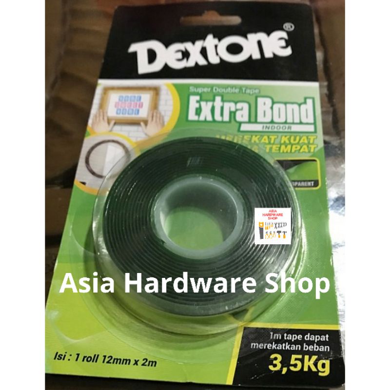 

Super Double Tape Extra Bond DEXTONE Hijau Double Tape 1/2" Perekat Indoor 12 mm x 2 m