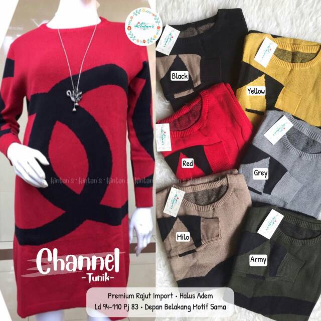 Chanel tunik import high quality || tunik wanita import || rajut import || fashion solo