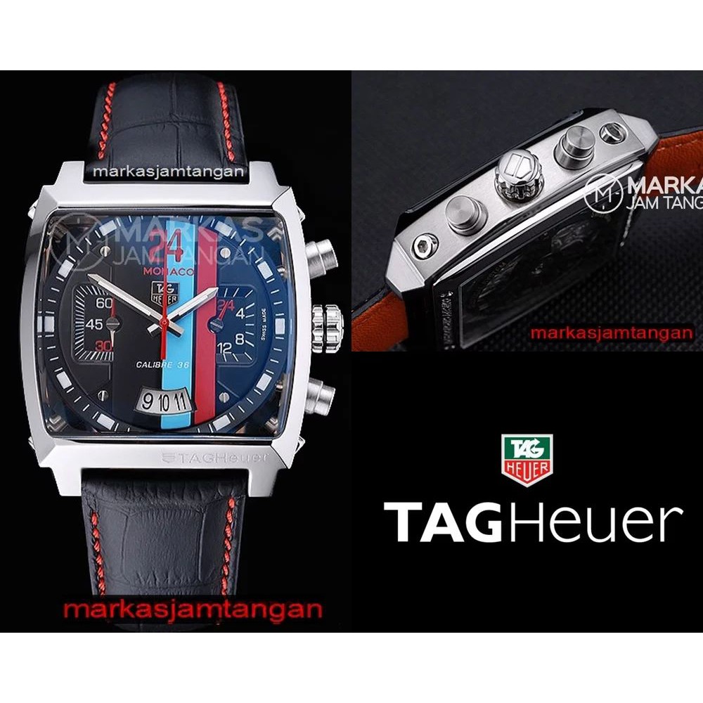 Jam Tangan Pria Tagheuer Monaco Cal 36 Chronograph Limited Edition Leather Men Watch Shopee Indonesia