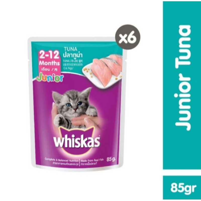 pouch whiskas junior 85g whiskas sachet junior tuna (6 pcs)