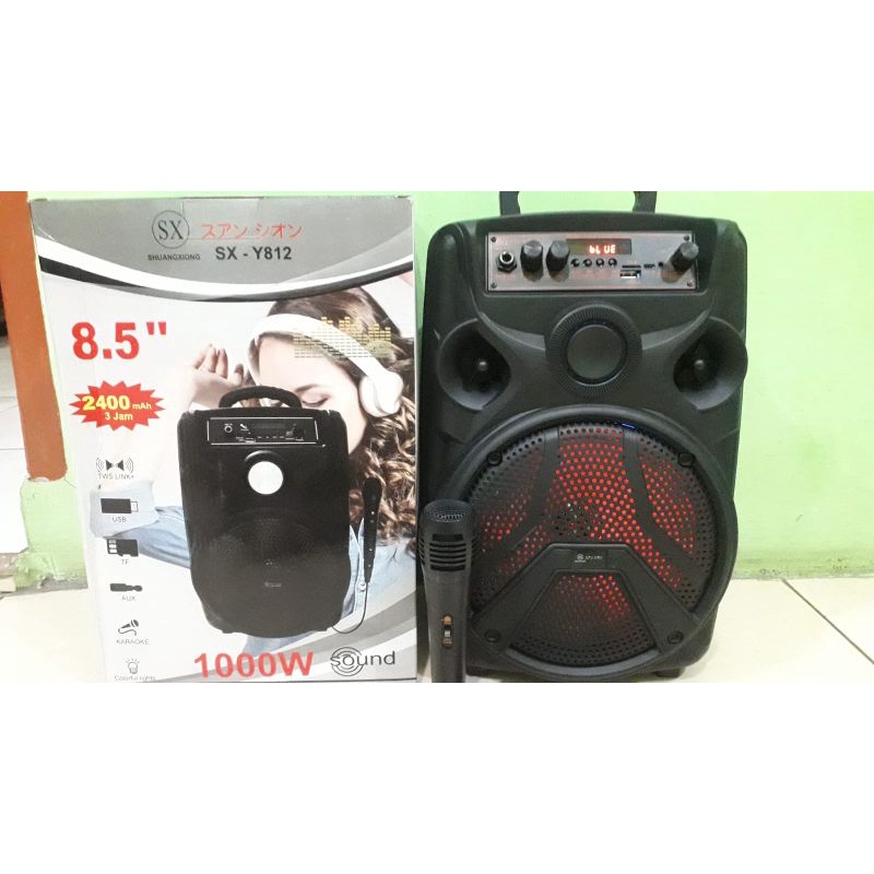 COD Speaker Bluetooth  Portable Sx Y812 Gratis Mic/Speaker acara ukuran 8.5 inci