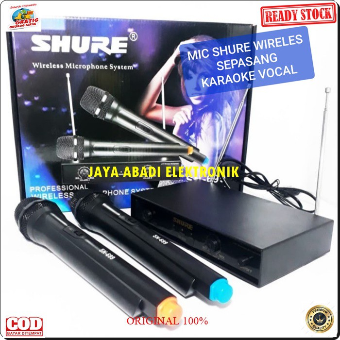 G148 Shure mic Wireless sepasang mik karaoke system microphone wireles mikrophone dual pegang profesional pro suara audio sound sistem vokal vocal panggung G148  BISA SEGALA JENIS AUDIO SOUND  2PCS MIC WIRELESS  BATERAI AA  2 unit mic handle jarak 20 - 30