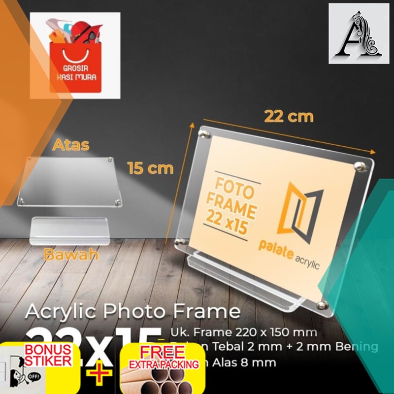 

Grosir Acrylic Photo Frame Table Top / Bingkai Foto Akrilik Uk 22cm x 15cm