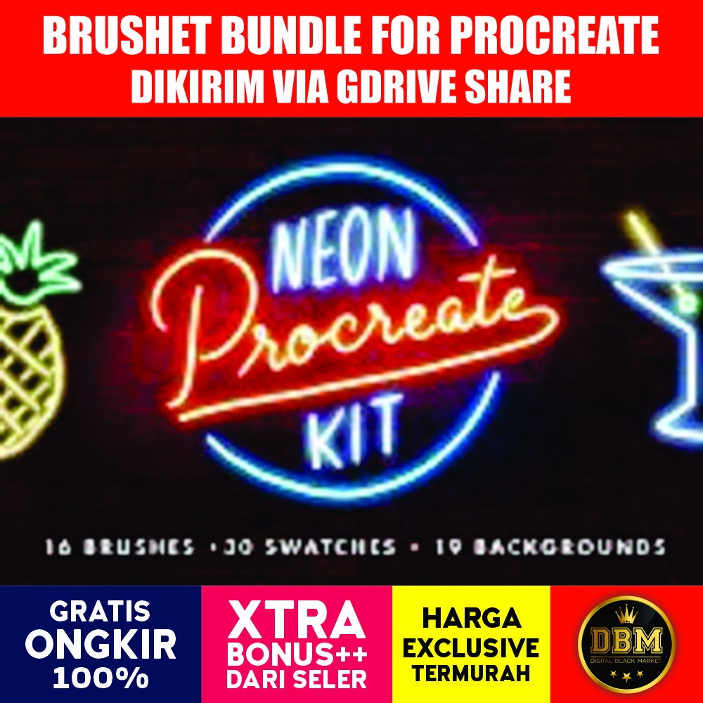 Neon Procreate Brush Kit