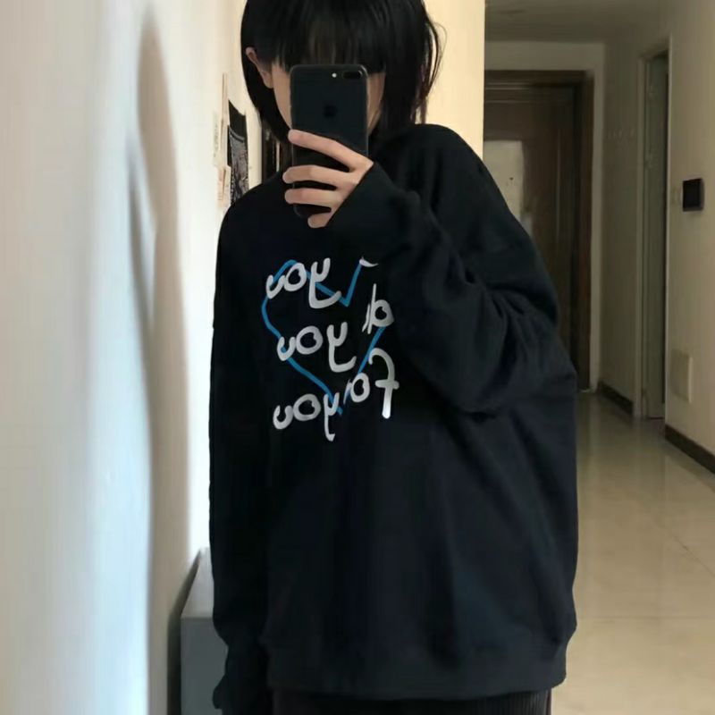 (S - 6XL) Sweatshirt Korean Style LOVE HEART Crewneck Harajuku BE YOU DO YOU FOR YOU Oversize BIGSIZE Sweater Jumbo