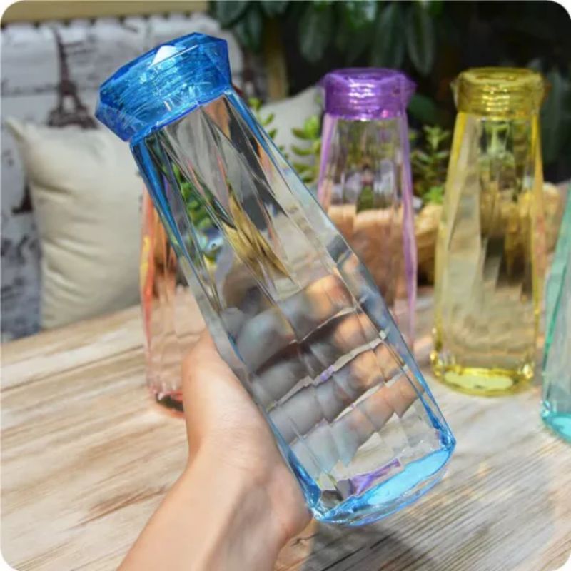 BOTOL MINUM KACA WARNA 450 ML BENING DIAMOND [SWEETSPACE]