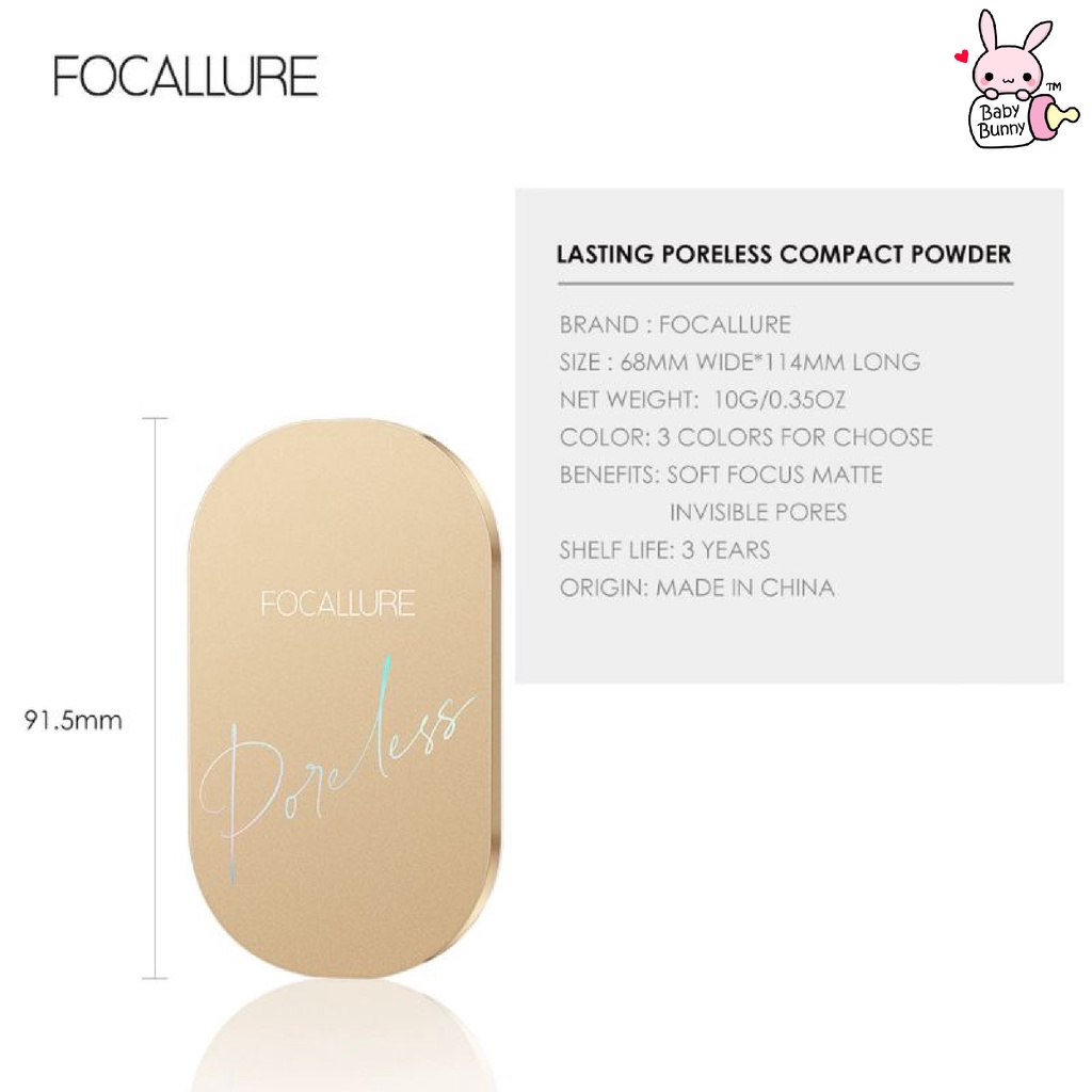 ❤ BELIA ❤ FOCALLURE Lasting Poreless Compact Powder FA206 | Powder | Bedak Padat (✔BPOM)