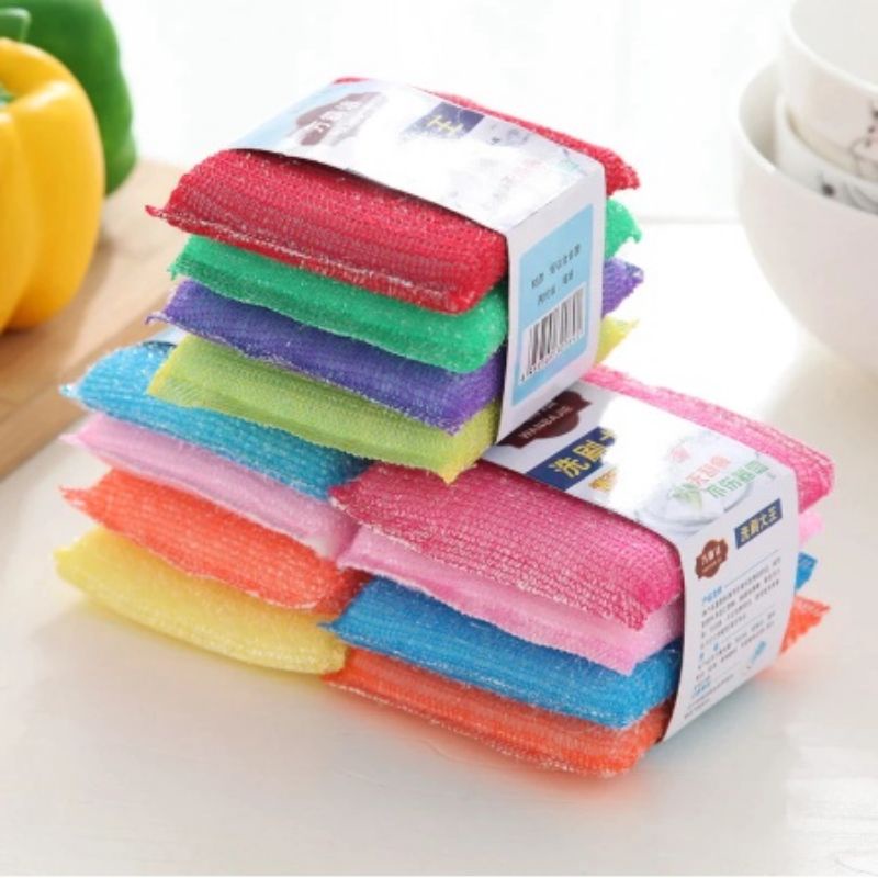 Spon Cuci Piring Isi 4pcs Serbaguna Sponge Busa Cuci Gelas Warna Warni MS88