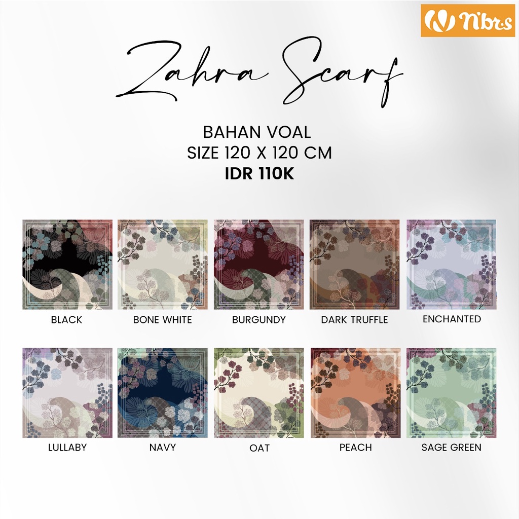 NIBRAS HIJAB ZAHRA SCARF HIJAB MODERN KEKINIAN BAHAN VOAL MOTIF PRINT by NIBRAS HIJAB