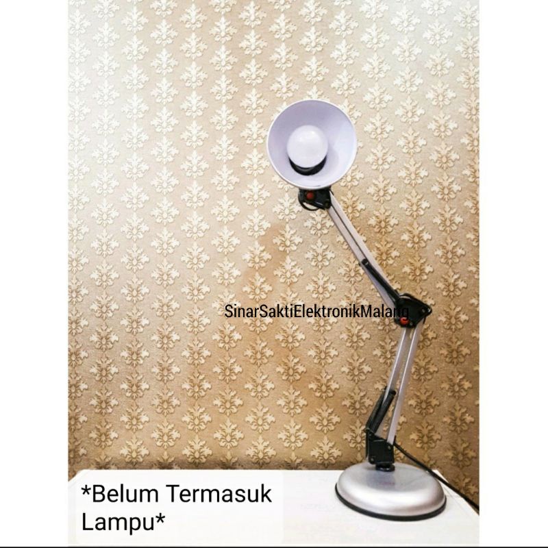 Lampu Meja Belajar Arsitek Lampu Kerja Duduk Silver Shigen Abu Abu SNI Malang