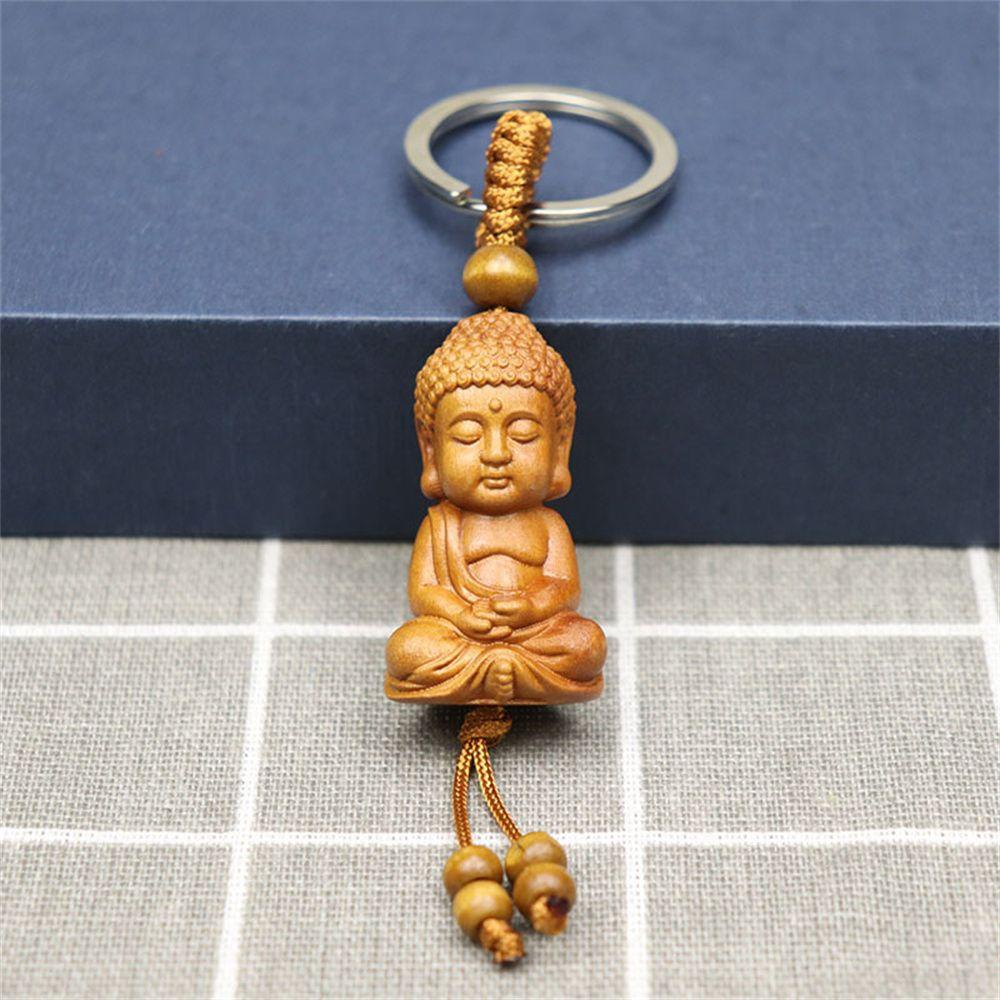 Preva W ooden Keychain Gantungan Kunci Bentuk Orang Buddha Lucu