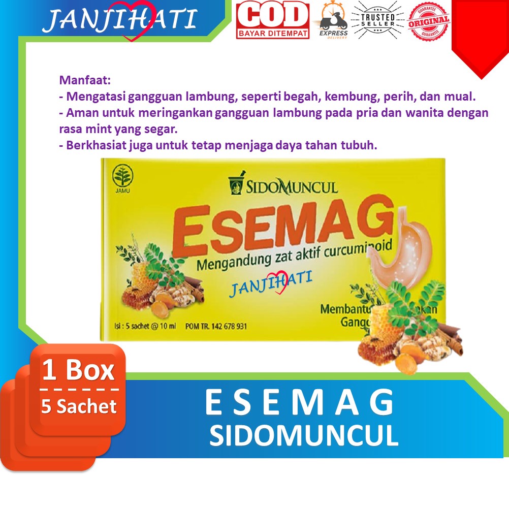 

Esemag (1 Pak isi 5 Sachet) Meredakan Sakit Maag