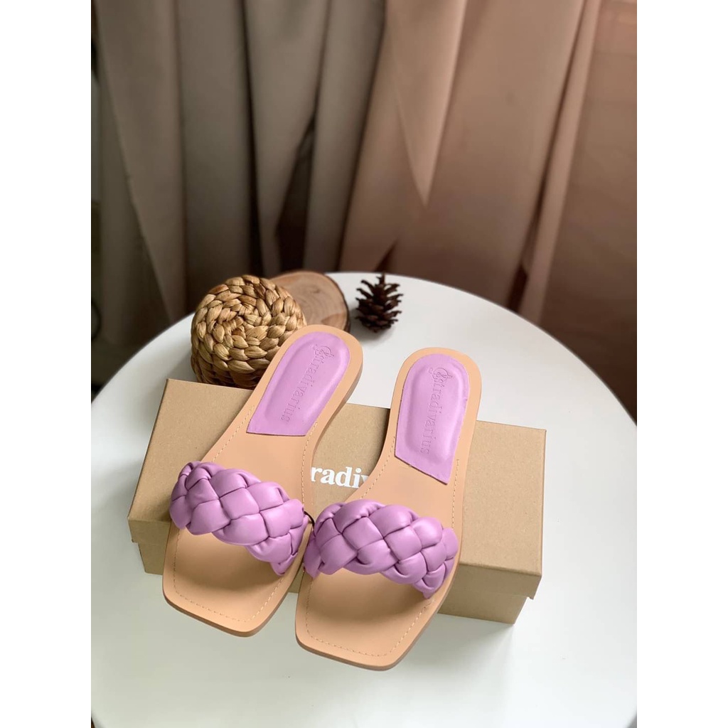 [7.7 Boombastis Sale⚡] - SANDAL WANITA STS011 FLAT WOVEN SANDALS PREMIUM IMPORT