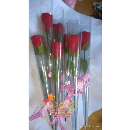 buket bunga mawar flanel bunga mawar 1tangkai