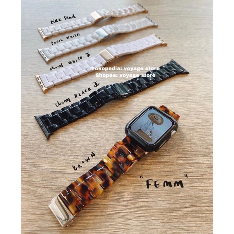 Strap Jam 22mm GT S3 apple watch series 7 4 5 6 tali jam keramik ceramic motif resin iwatch 41mm 45mm 40mm 44mm rantai T500 T55 IWO HW22 Pinksand