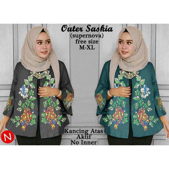 outer saskia/cardigan muslim/baju muslim wanita/atasan muslim