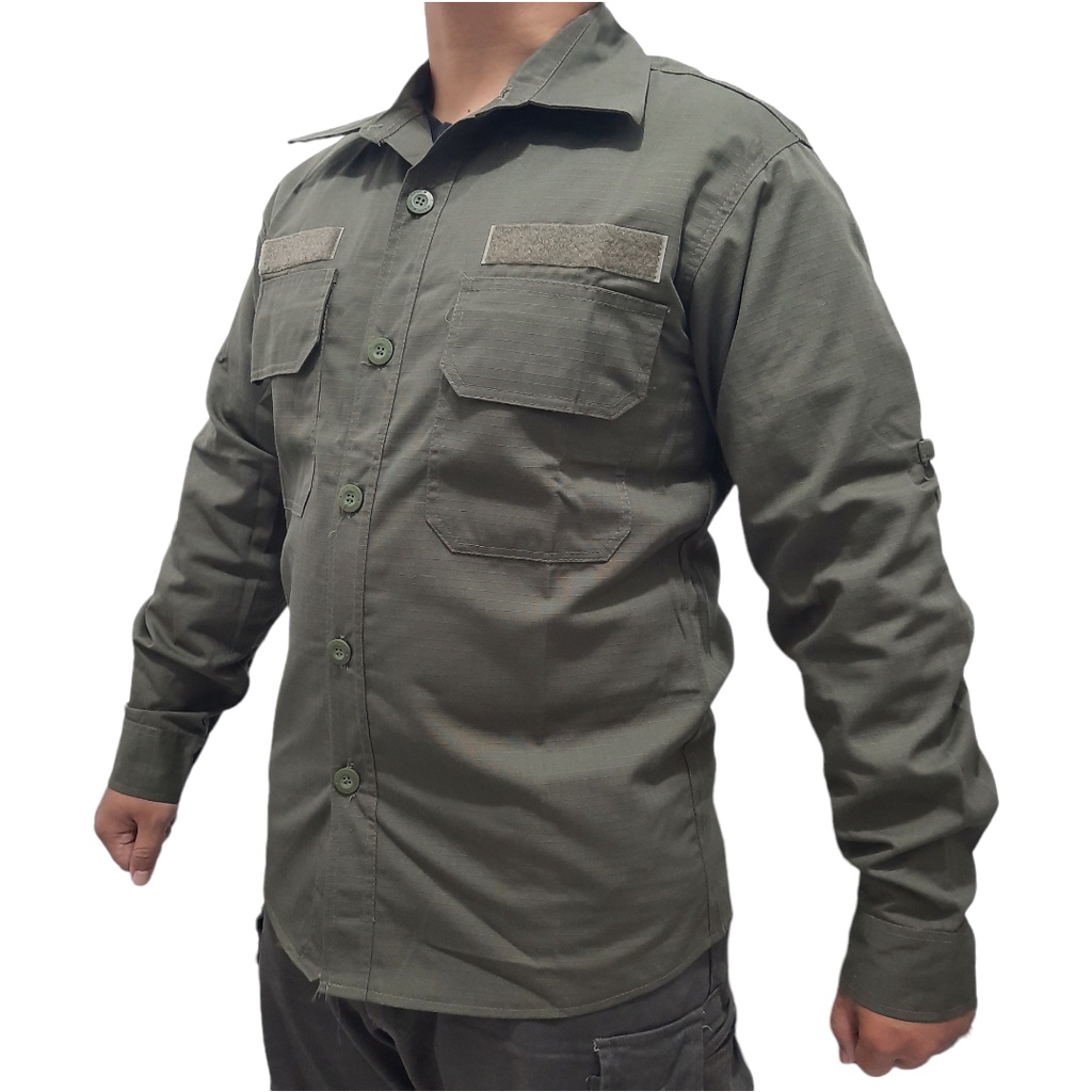 Kemeja Tactical Outdoor Hijau Olive, Pol PP