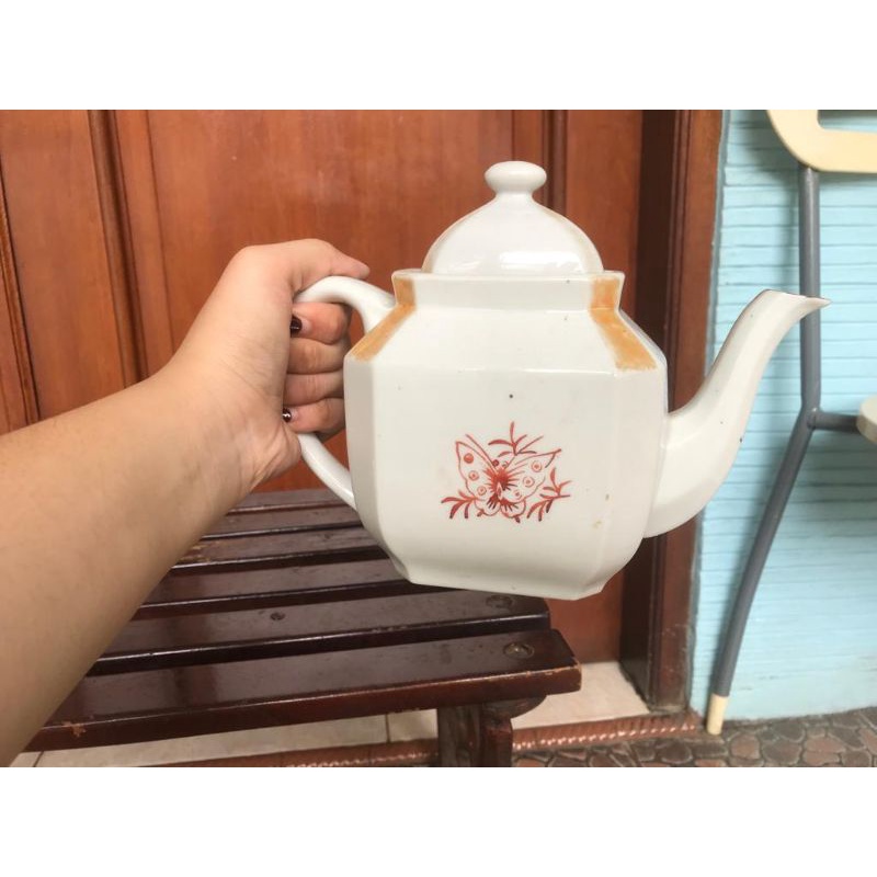 teko keramik motif kembang