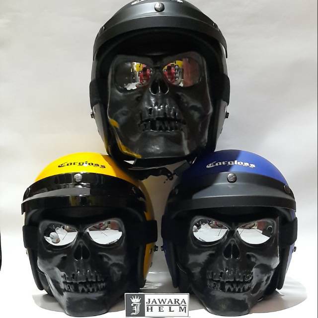 PROMO PAKET HELM CARGLOSS CFM RETRO GOOGLE MASK TENGKORAK