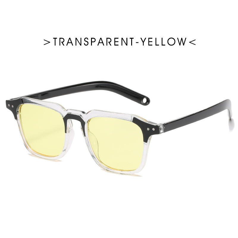 （YUZHU）COD New Fashion Square Sunglasses Individual Warna Transparan Kacamata Garis Sederhana Korea untuk Wanita