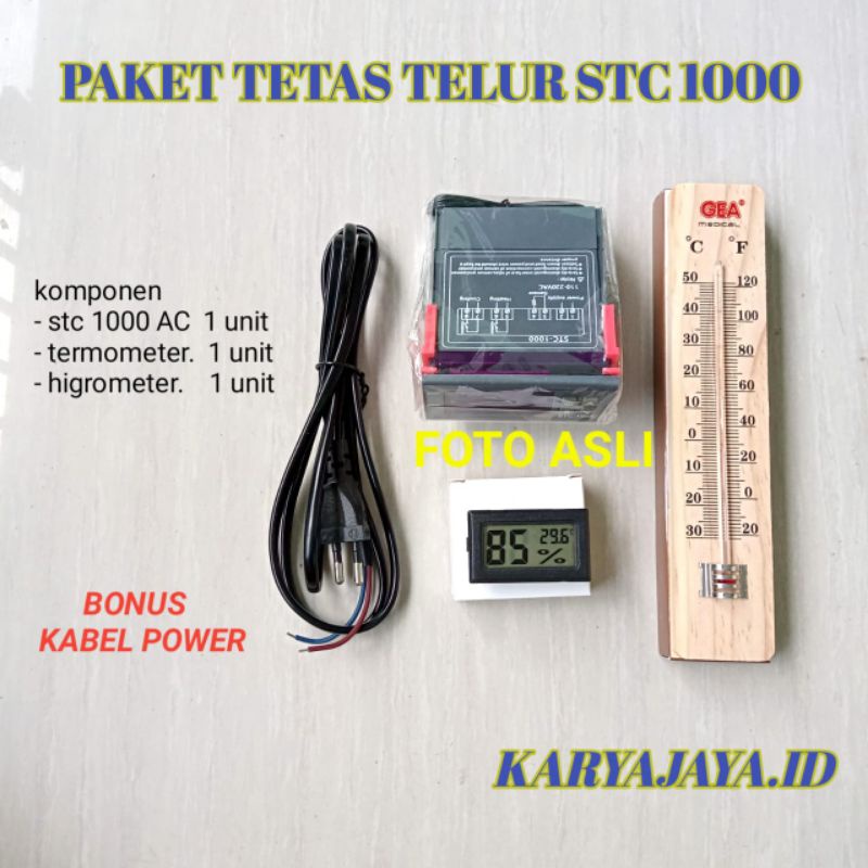 Paket Tetas Telur thermostat STC 1000, termometer gea, higrometer