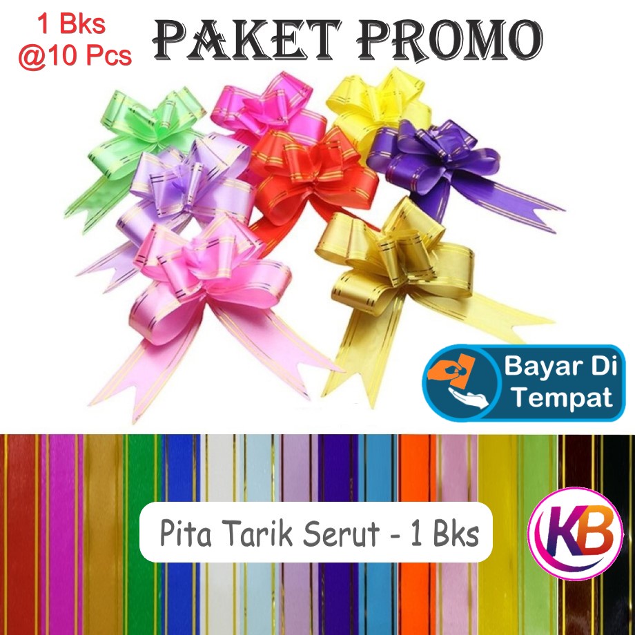 

1 Pak ( ISI 10 PCS ) Pita Tarik - Pita Serut Lis Emas 18mm - BISA COD
