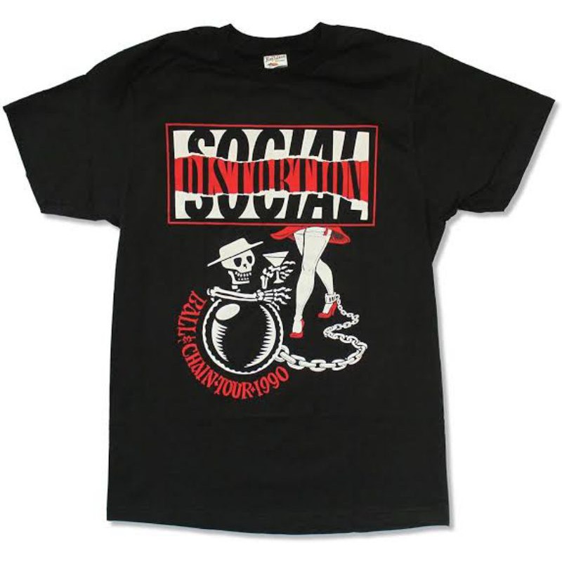 T-SHIRT KAOS SOCIAL DISTORTION BALL & CHAIN TOUR SLIM FIT