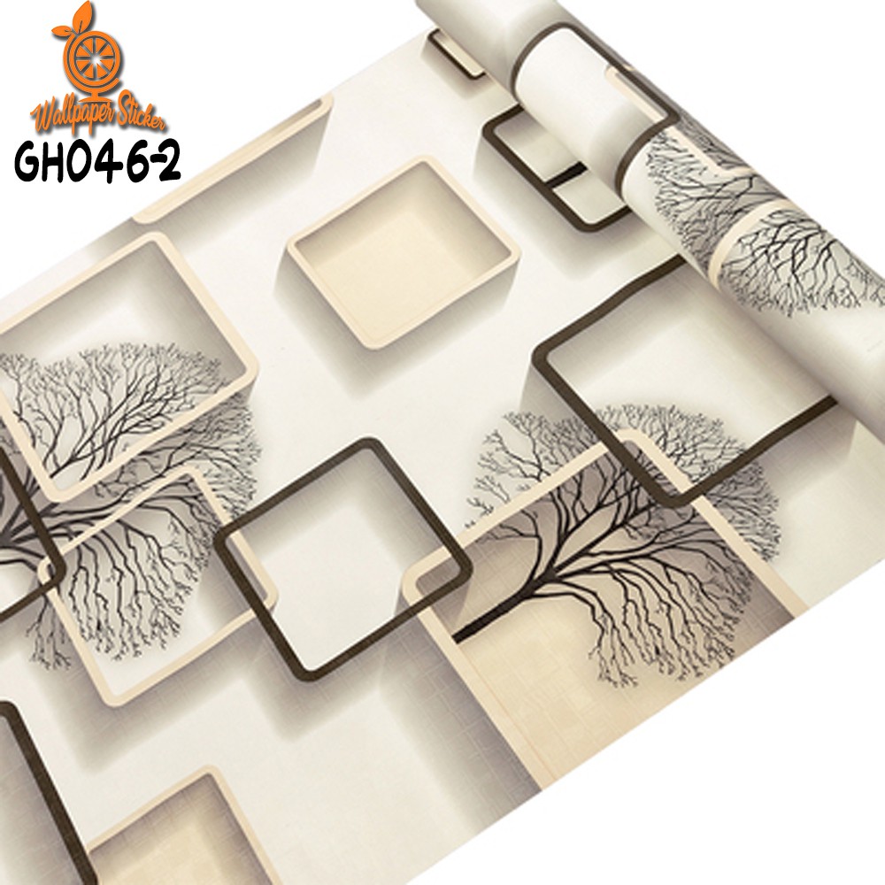 WALLPAPER STICKER DINDING UK45CM X 4M MOTIF Kotak 3D Motif Bunga WALLPAPER DINDING BEST SELLER