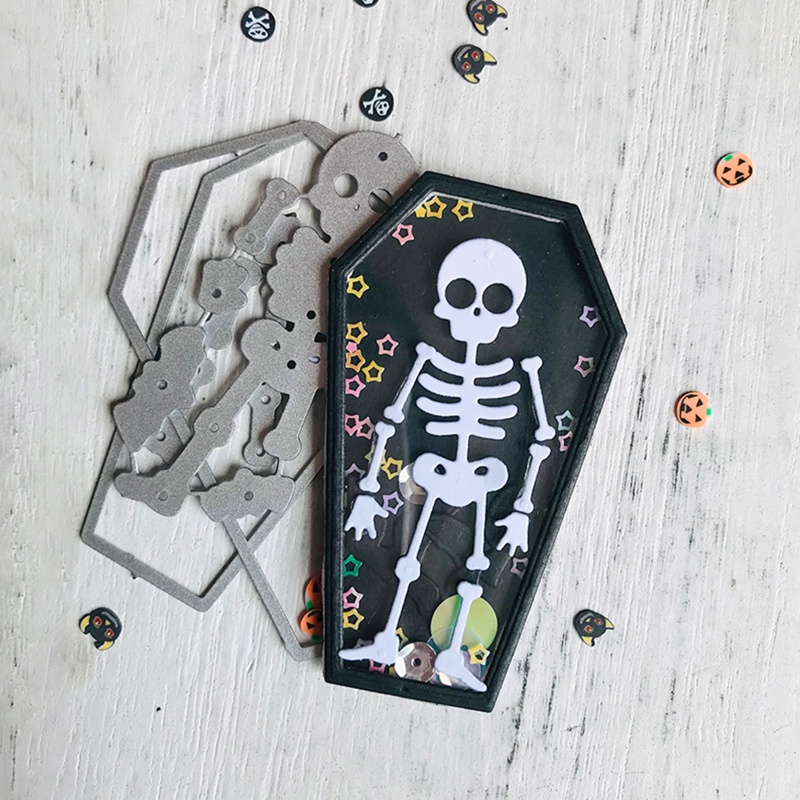 Cutting Dies Handmade Bahan Metal Desain Tengkorak Halloween Untuk Scrapbook