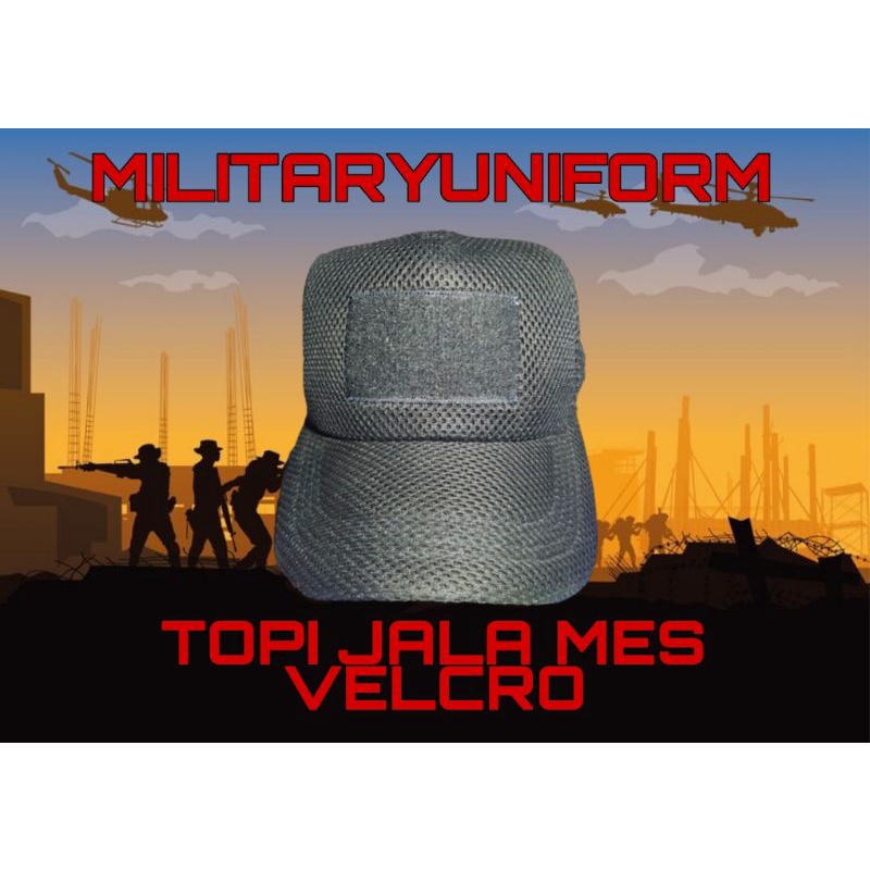 TOPI JALA MES HITAM VELCRO