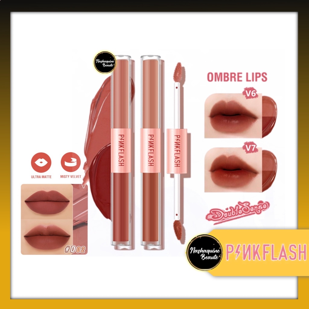 PINKFLASH L13 Duo Lipgloss Lipcream 2 IN 1 Lipstick Liquid Mattr