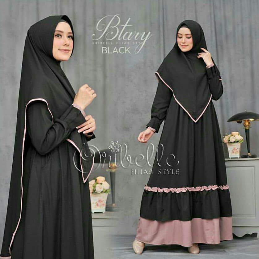 BTARY SYARI  BAHAN MOSSCRAPE (Free Hijab / Khimar) Gamis Muslim Baju Panjang Stelan Syari Polos 2021