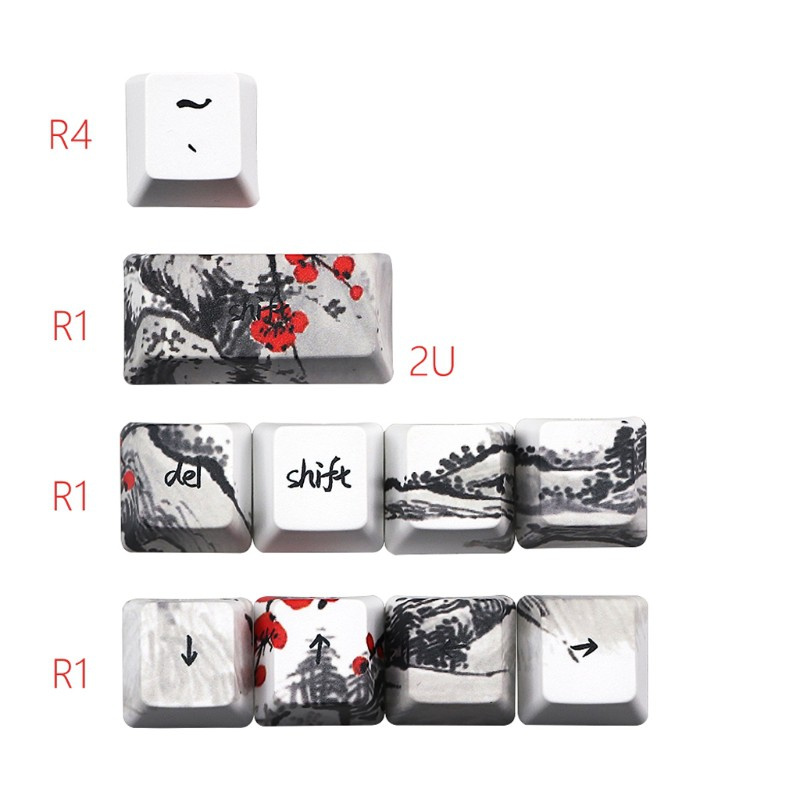 VIVI   71 Keys Wangjiang Plum Blossom Keycap Dye Sublimation OEM Mechanical Keyboard Keycap For GH60 XD64 DZ60 GK61 GK64